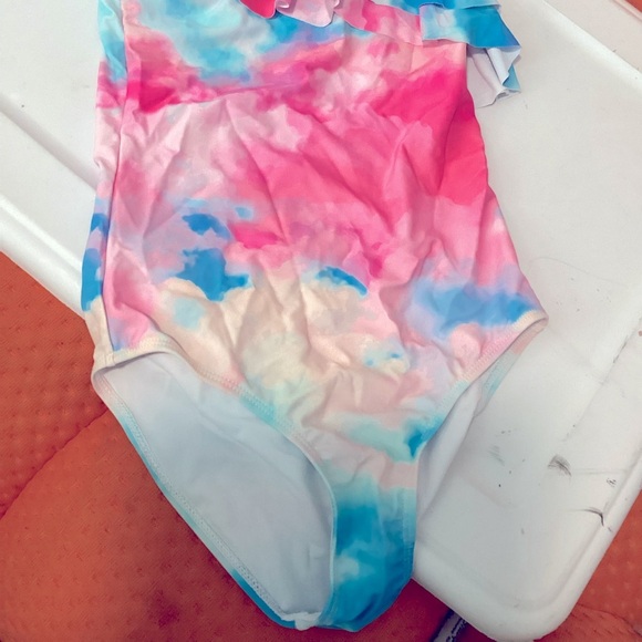 Girls One Piece Swimsuits Blue Tie Dye Sport Halter Swimwear Bathing Suit 11/12y - Picture 4 of 5